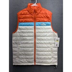 FILA 1911 Men Tri Vest Trek Pockets Multicolor White Orange Blue Hip Hop Medium